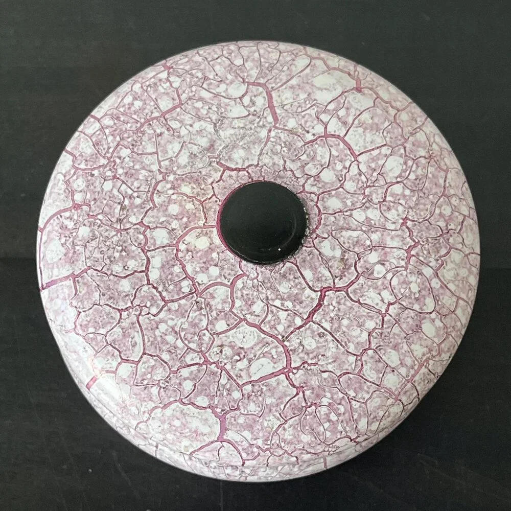 Pink Marbled Glass Vanity Jar // Vintage Powder Jar
